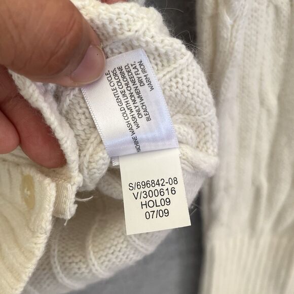 Old Navy Y2K Cable Knit Cardigan Sweater Size L Beige Preppy Old Money Normcore - Picture 9 of 10
